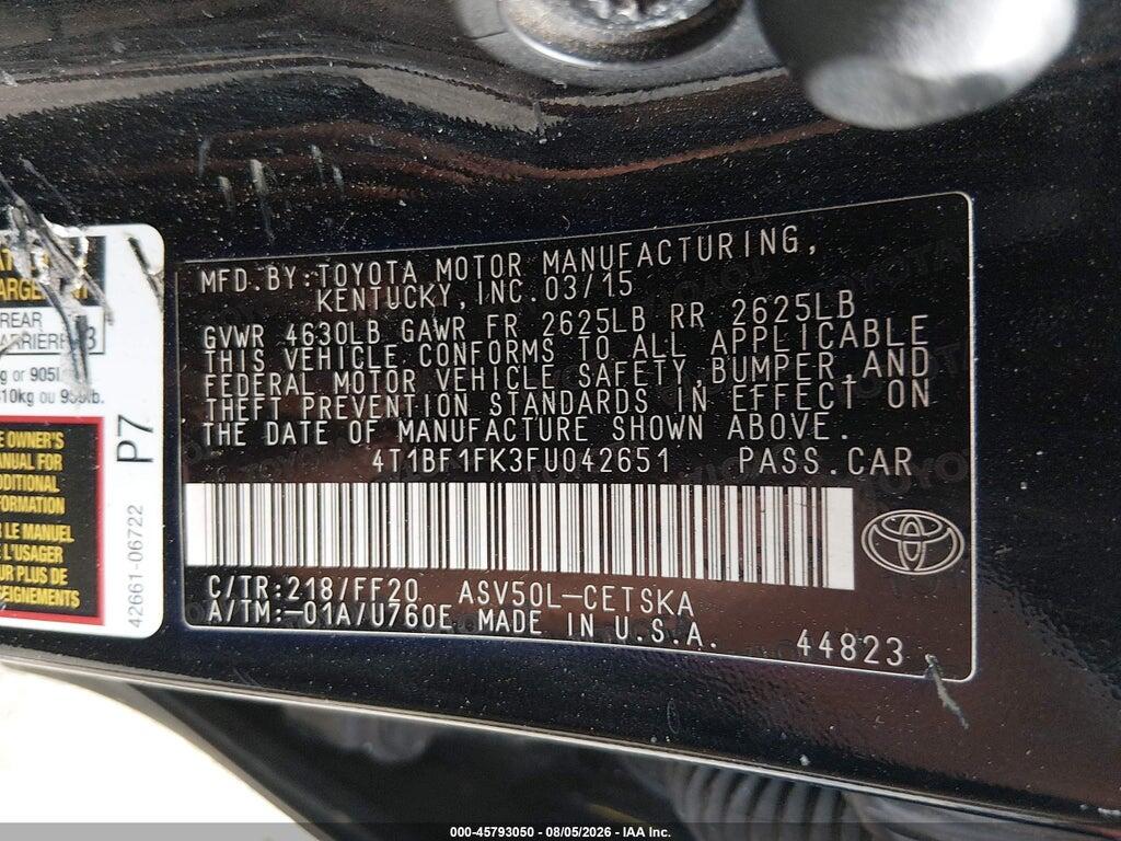 4T1BF1FK3FU042651 2015 TOYOTA CAMRY photo no. 9