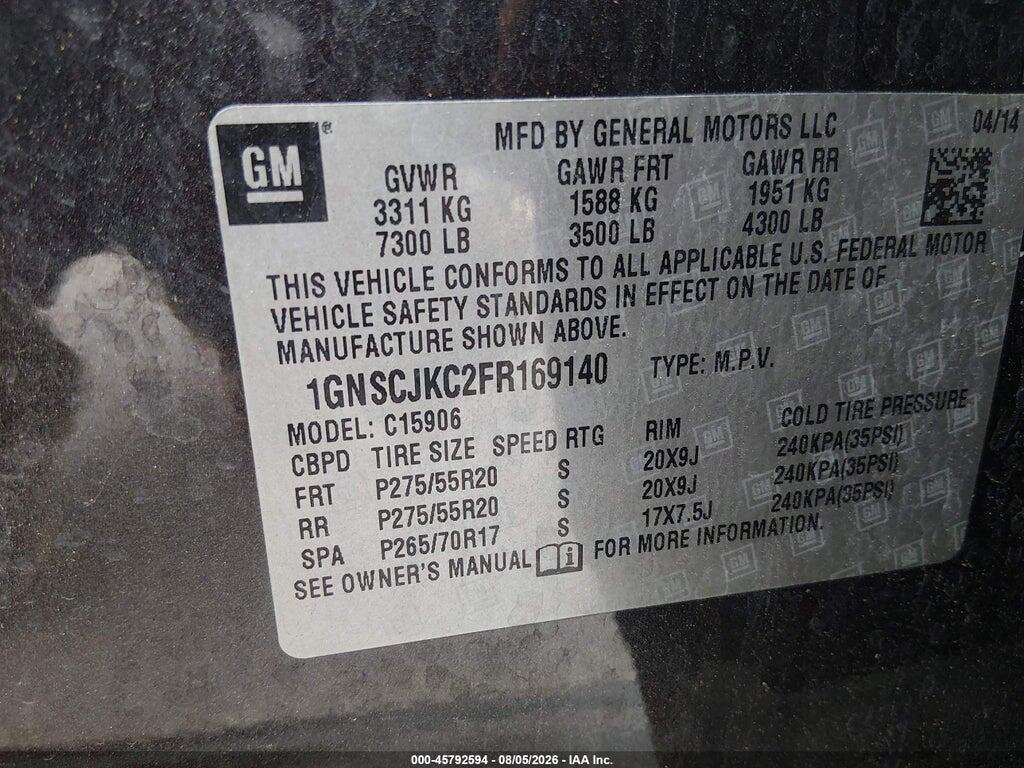 1GNSCJKC2FR169140 2015 CHEVROLET SUBURBAN photo no. 9
