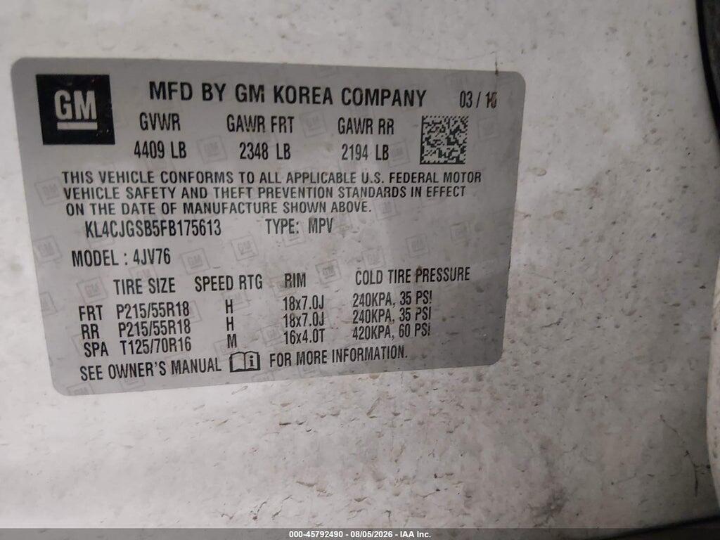 KL4CJGSB5FB175613 2015 BUICK ENCORE photo no. 9