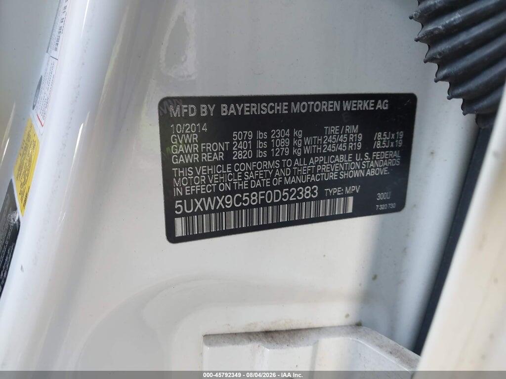 5UXWX9C58F0D52383 2015 BMW X3 photo no. 9