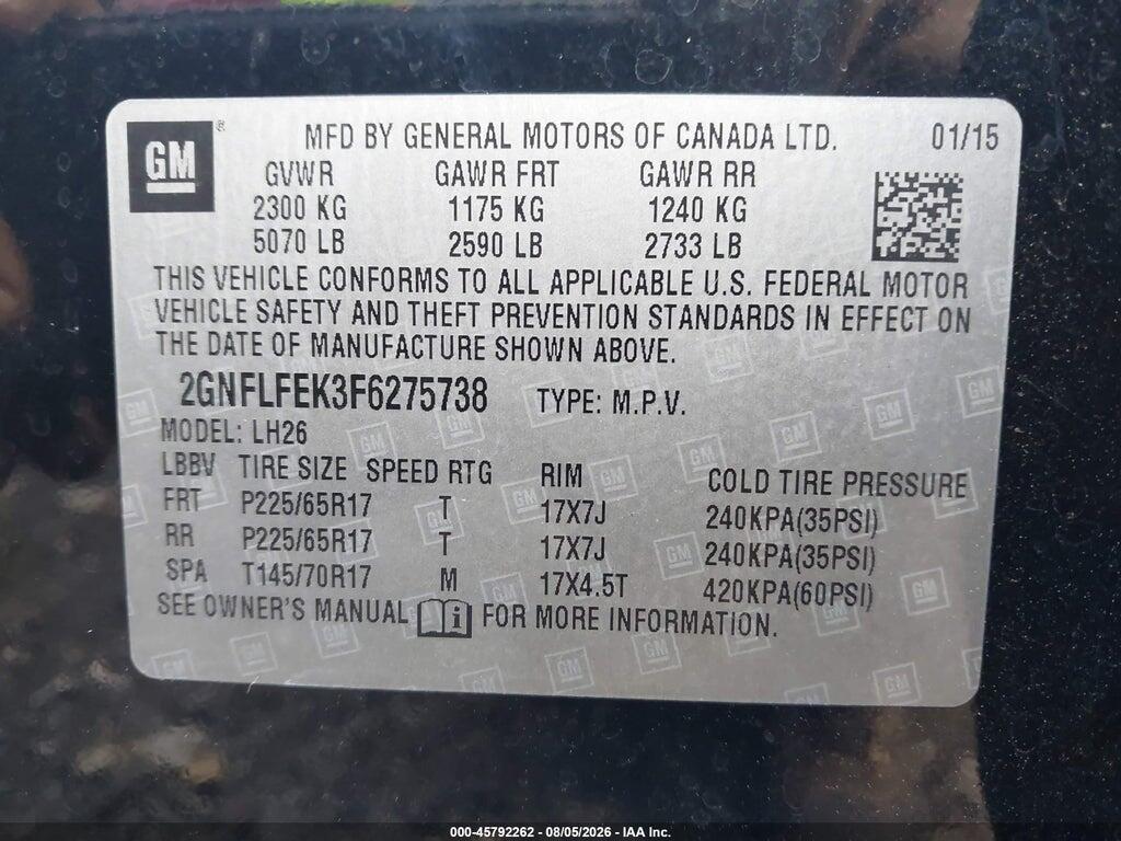 2GNFLFEK3F6275738 2015 CHEVROLET EQUINOX photo no. 9