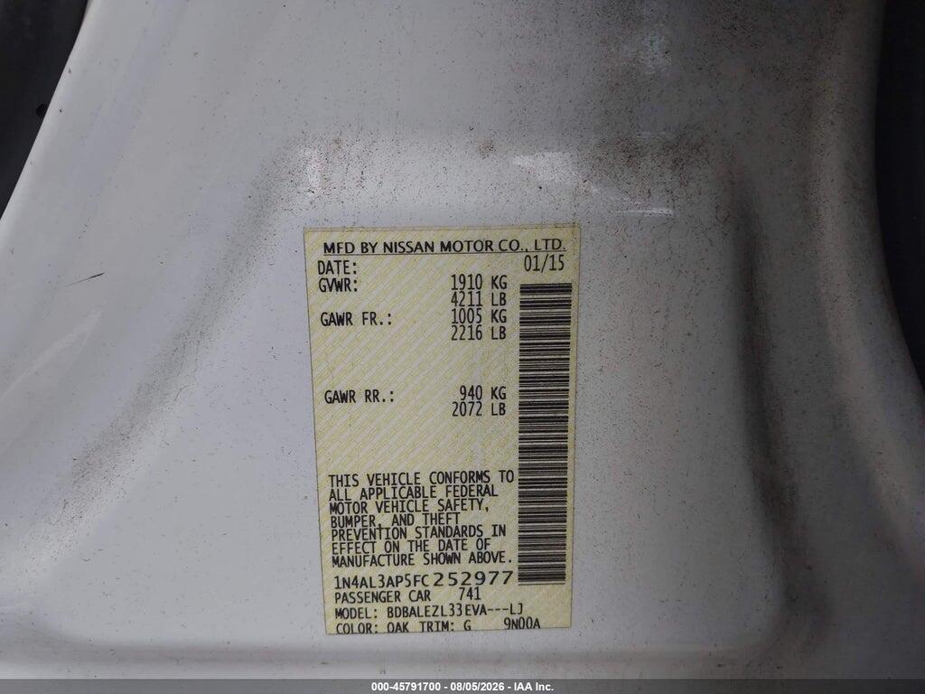 1N4AL3AP5FC252977 2015 NISSAN ALTIMA photo no. 9