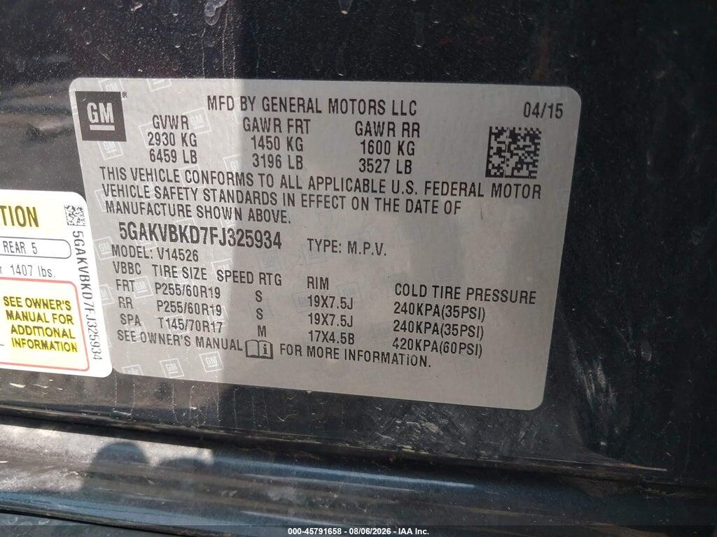 5GAKVBKD7FJ325934 2015 BUICK ENCLAVE photo no. 9