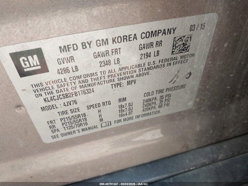 KL4CJCSB2FB176324 2015 BUICK ENCORE photo no. 9
