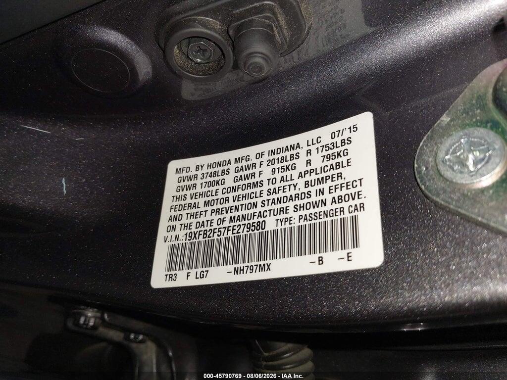 19XFB2F57FE279580 2015 HONDA CIVIC photo no. 9