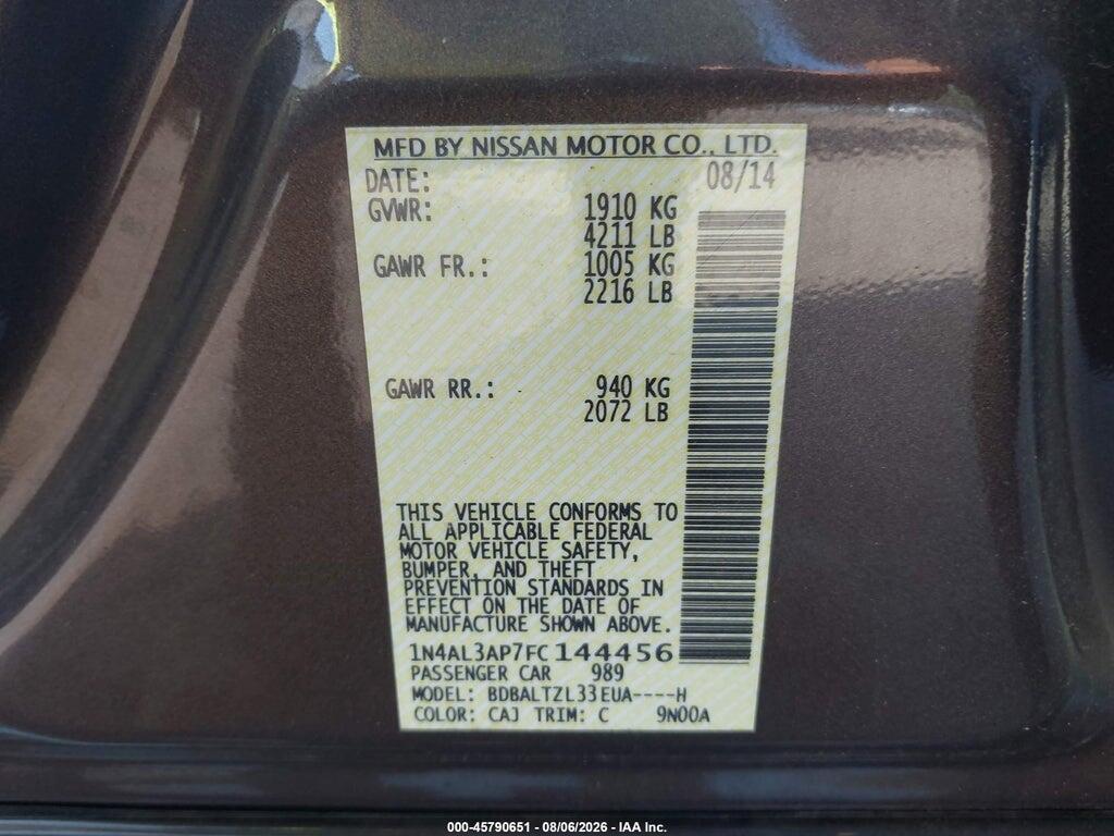 1N4AL3AP7FC144456 2015 NISSAN ALTIMA photo no. 9