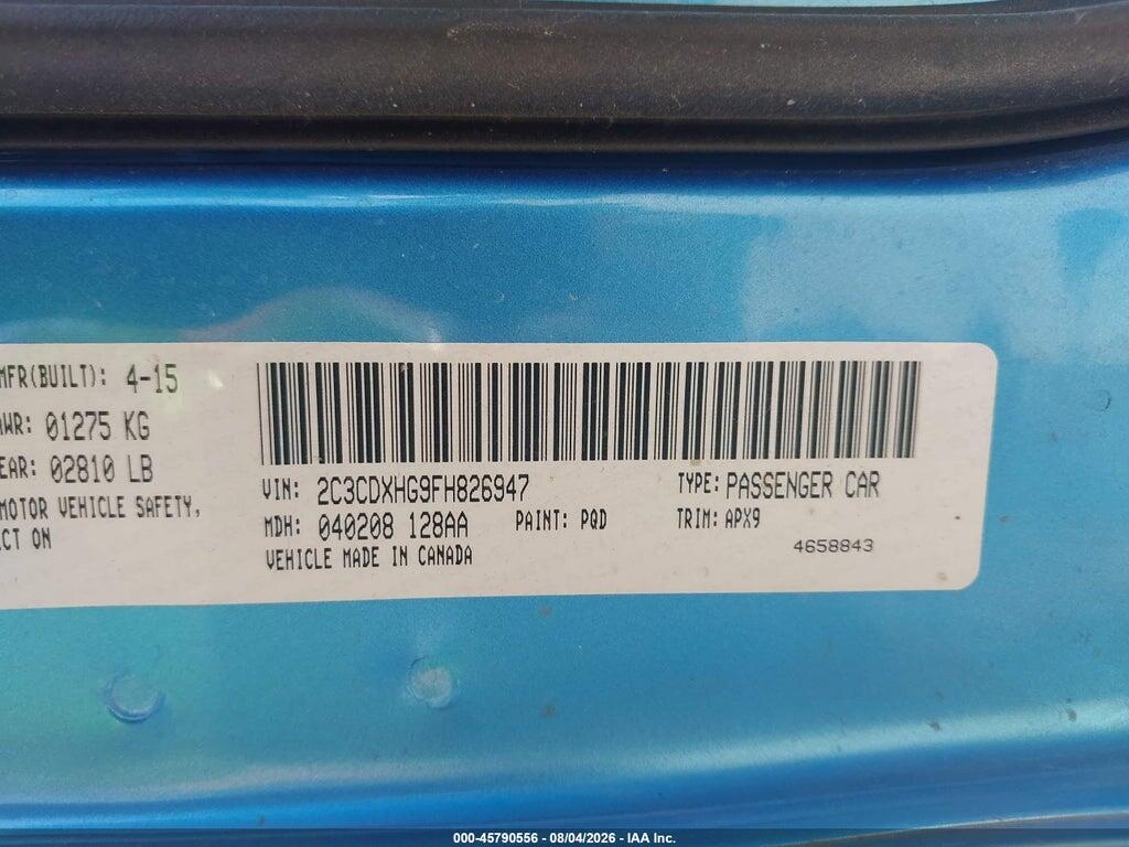 2C3CDXHG9FH826947 2015 DODGE CHARGER photo no. 9
