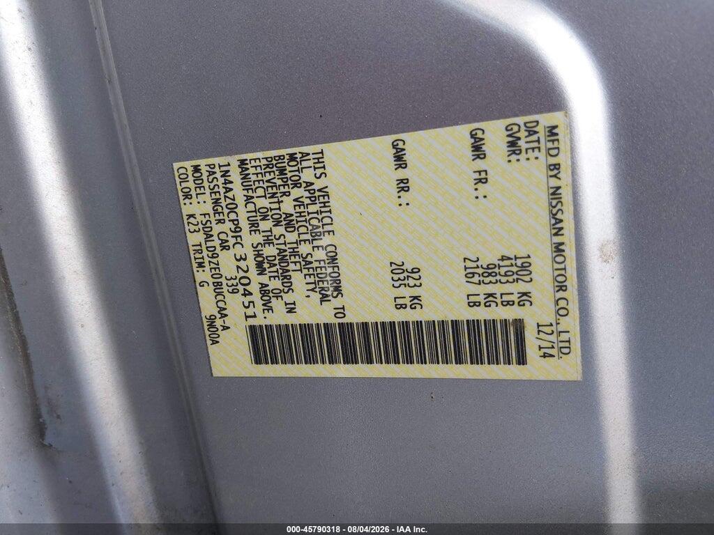 1N4AZ0CP9FC320451 2015 NISSAN LEAF photo no. 9