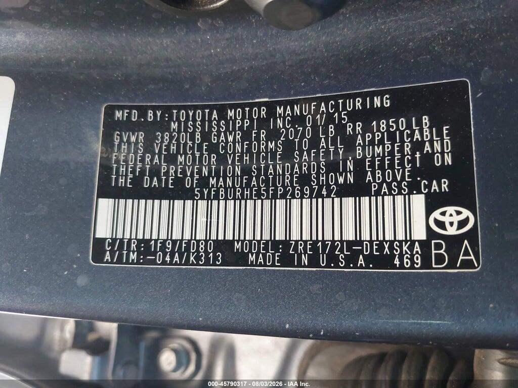 5YFBURHE5FP269742 2015 TOYOTA COROLLA photo no. 9