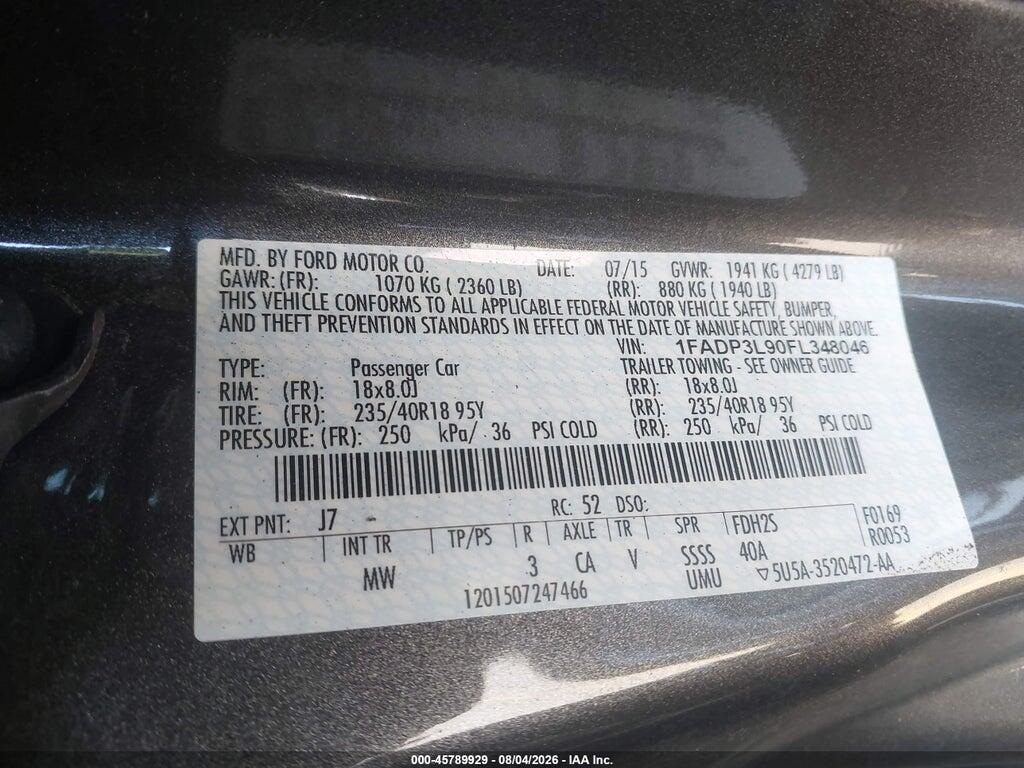 1FADP3L90FL348046 2015 FORD FOCUS photo no. 9