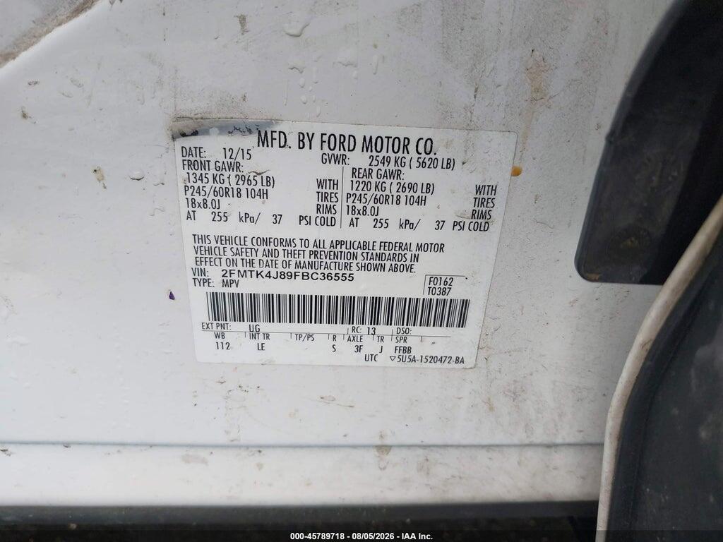 2FMTK4J89FBC36555 2015 FORD EDGE photo no. 9