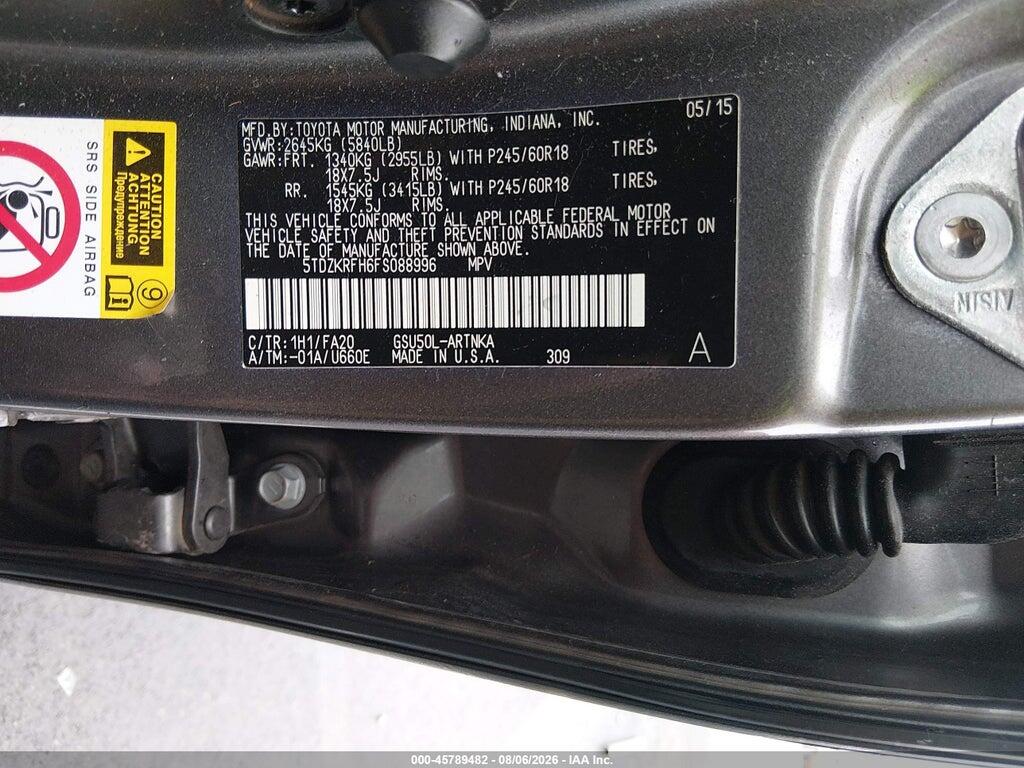 5TDZKRFH6FS088996 2015 TOYOTA HIGHLANDER photo no. 9
