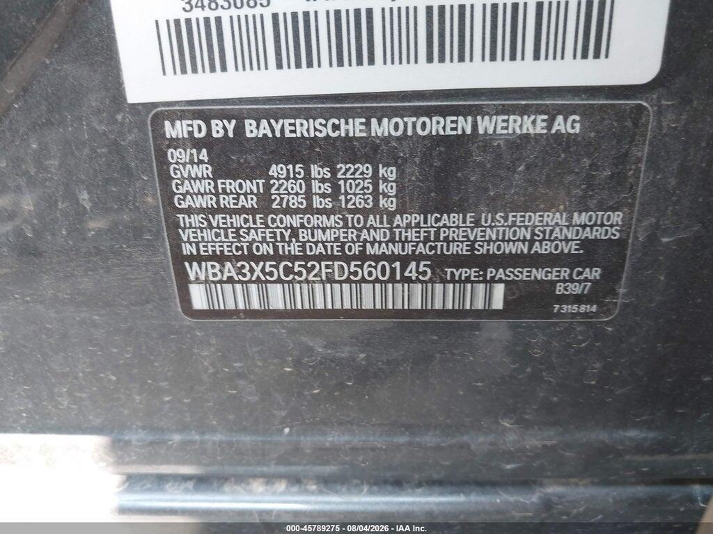WBA3X5C52FD560145 2015 BMW 328I GRAN TURISMO photo no. 9