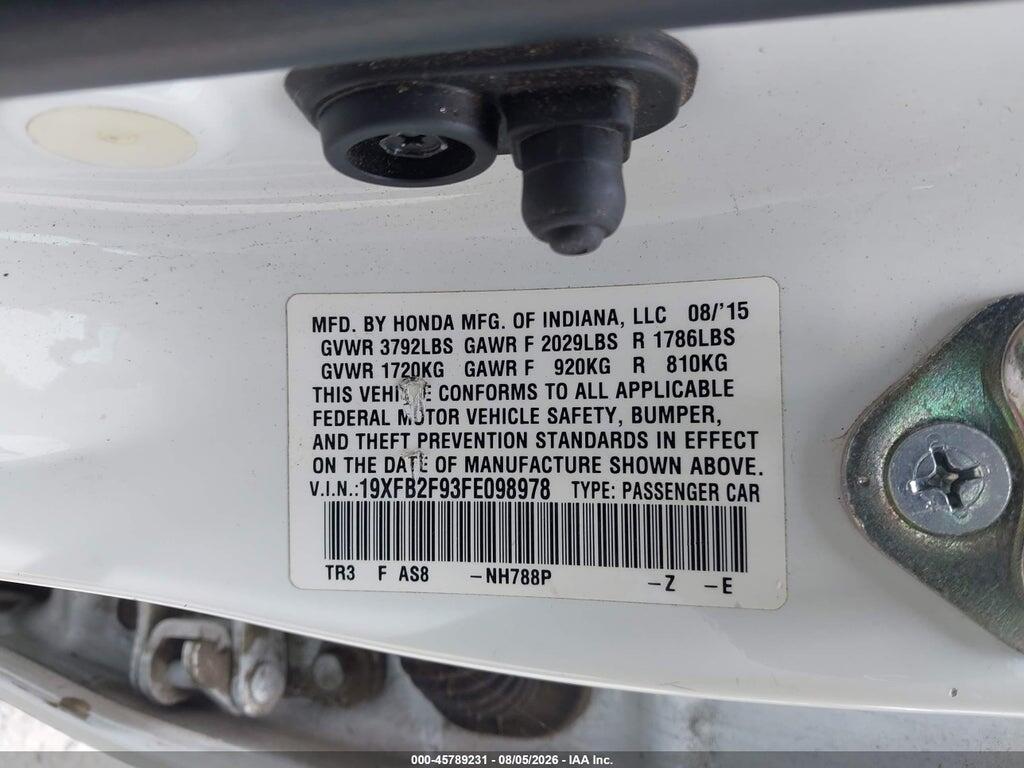 19XFB2F93FE098978 2015 HONDA CIVIC photo no. 9