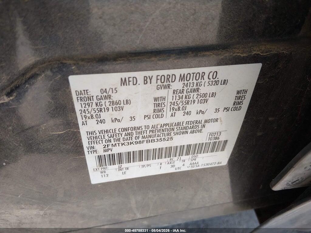 2FMTK3K98FBB35525 2015 FORD EDGE photo no. 9