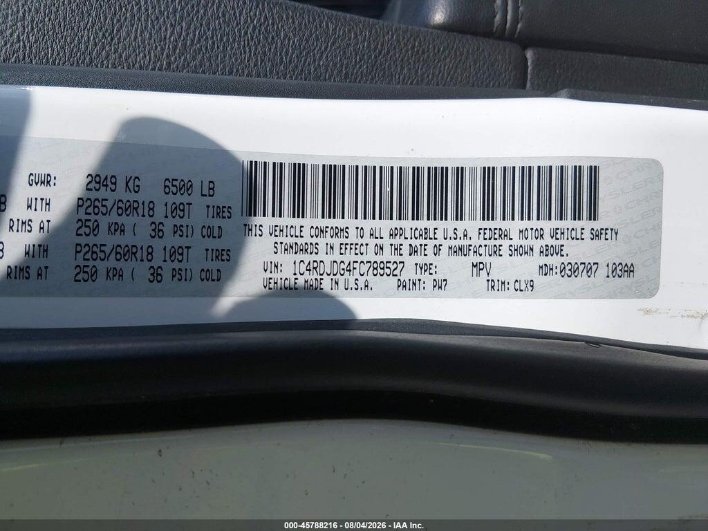 1C4RDJDG4FC789527 2015 DODGE DURANGO photo no. 9