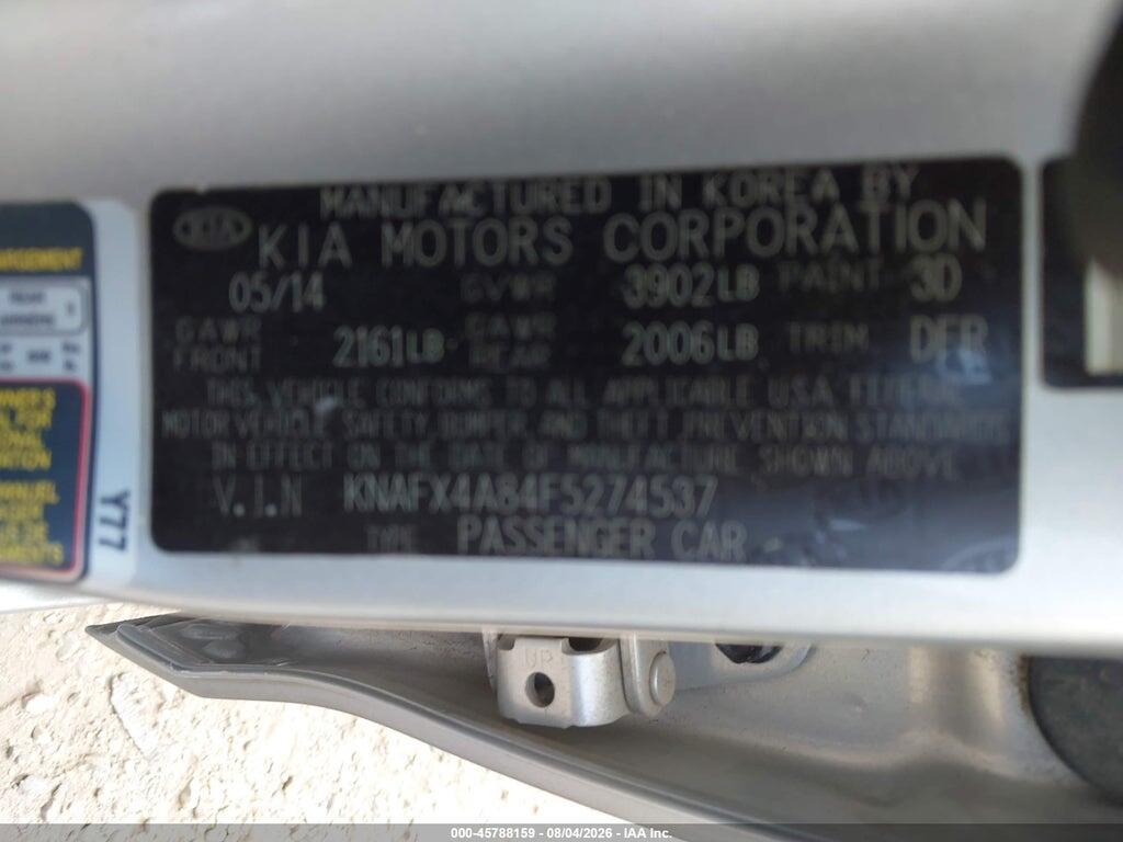 KNAFX4A84F5274537 2015 KIA FORTE photo no. 9