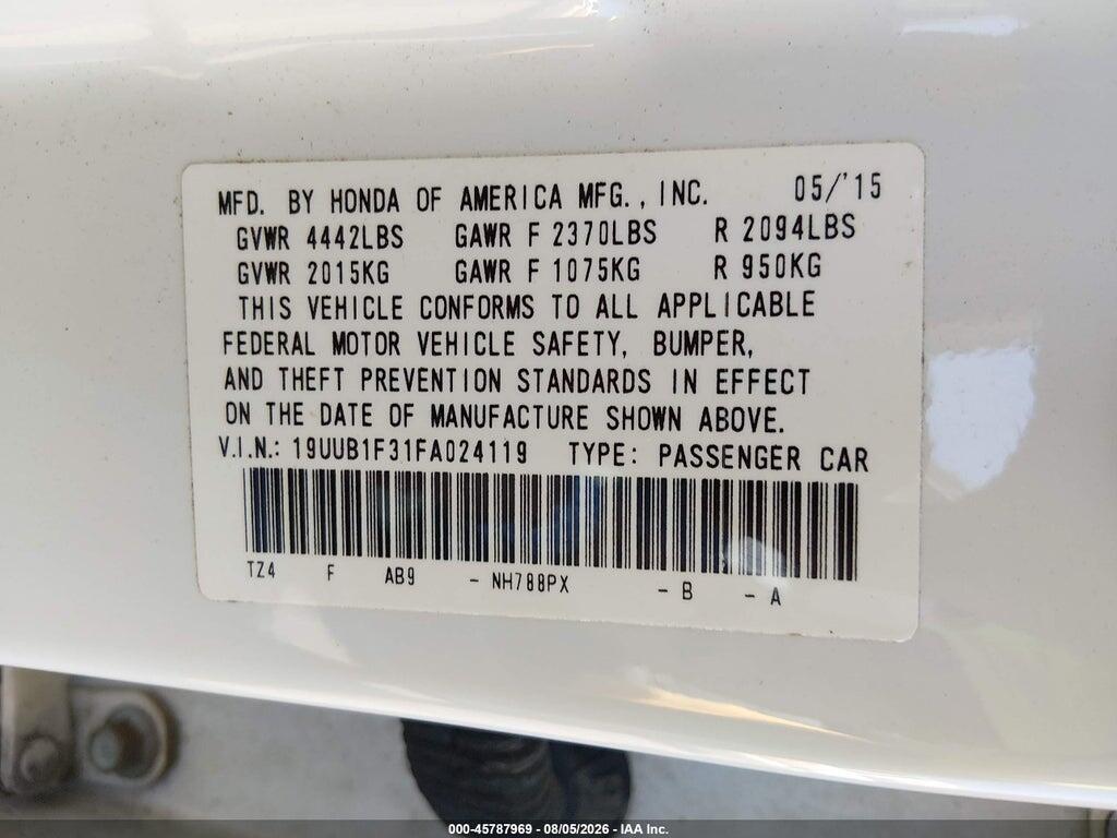19UUB1F31FA024119 2015 ACURA TLX photo no. 9