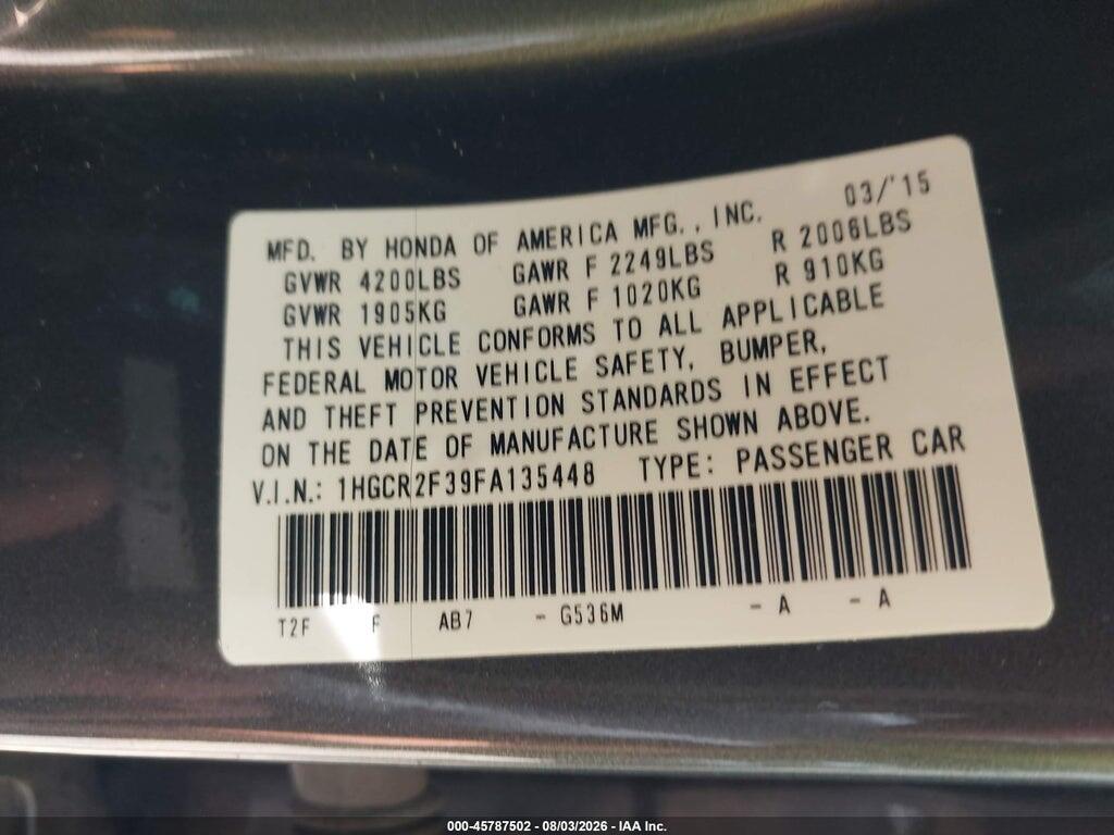 1HGCR2F39FA135448 2015 HONDA ACCORD photo no. 9