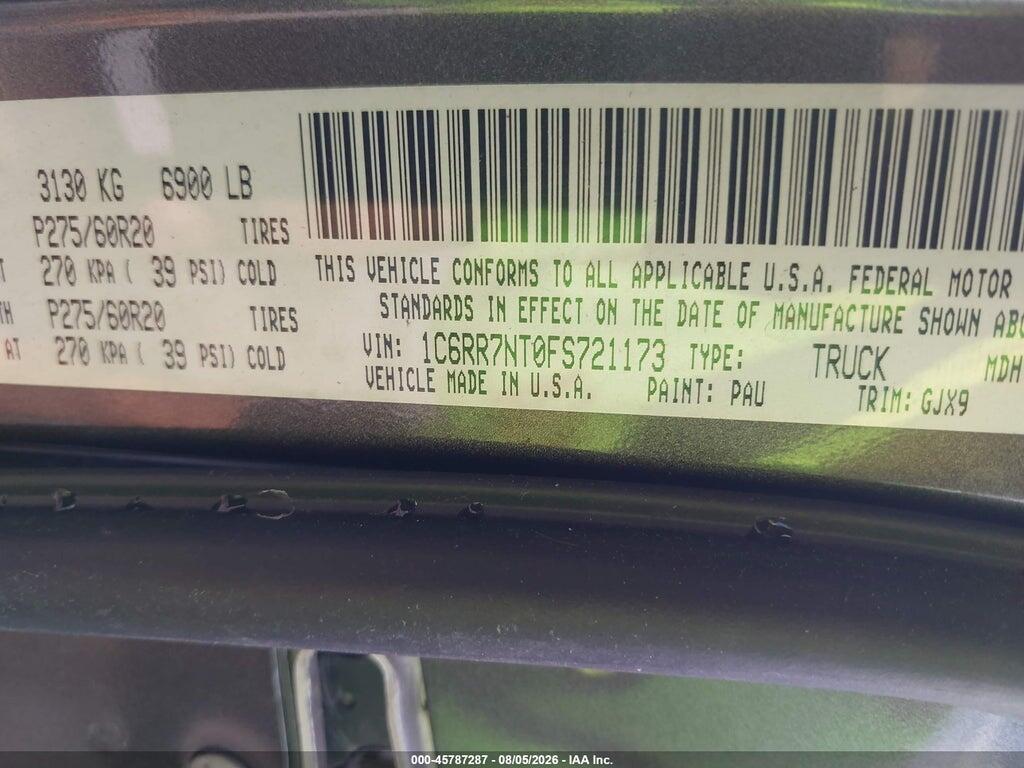 1C6RR7NT0FS721173 2015 RAM 1500 photo no. 9