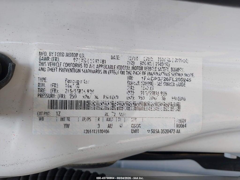 1FADP3F26FL205245 2015 FORD FOCUS photo no. 9