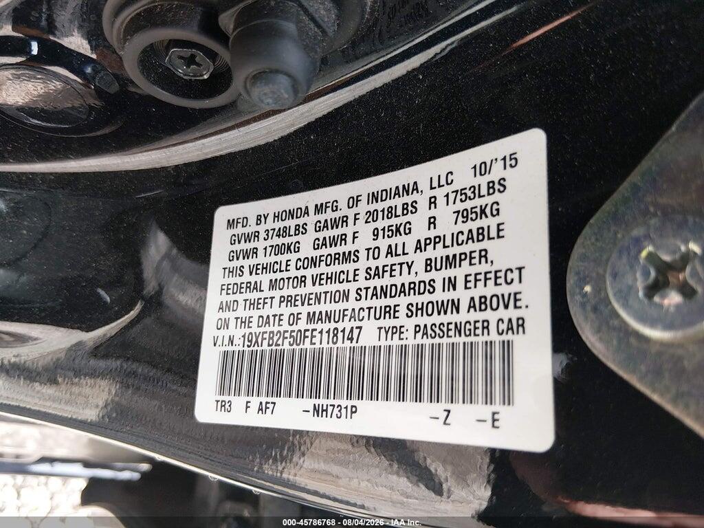 19XFB2F50FE118147 2015 HONDA CIVIC photo no. 9