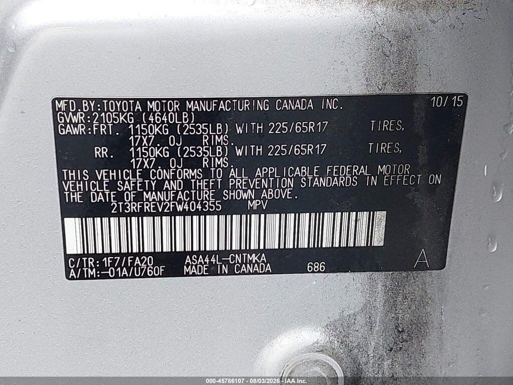 2T3RFREV2FW404355 2015 TOYOTA RAV4 photo no. 9