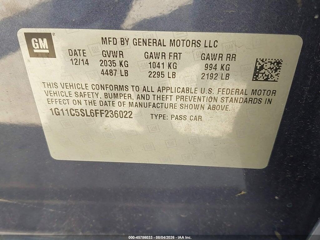 1G11C5SL6FF236022 2015 CHEVROLET MALIBU photo no. 9