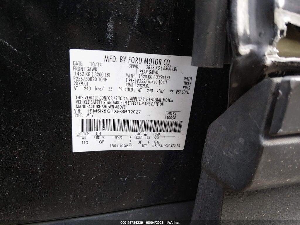 1FM5K8GTXFGB02027 2015 FORD EXPLORER photo no. 9