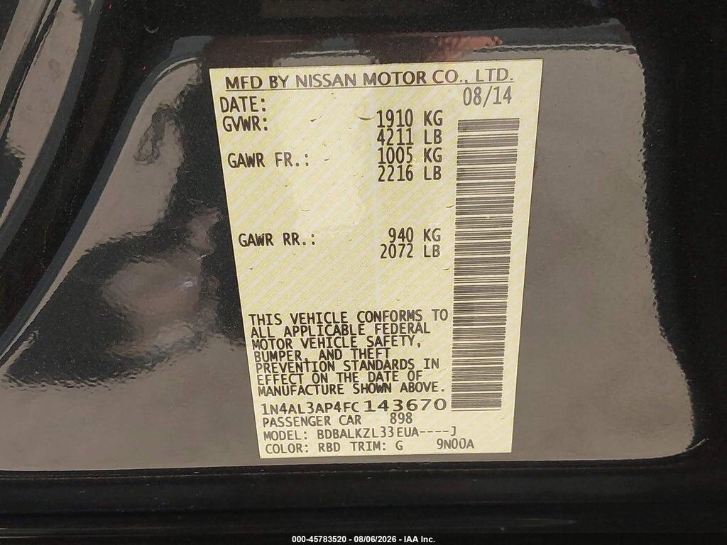 1N4AL3AP4FC143670 2015 NISSAN ALTIMA photo no. 9