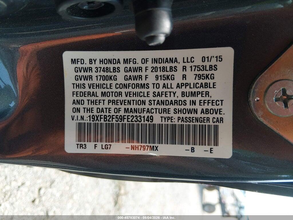 19XFB2F59FE233149 2015 HONDA CIVIC photo no. 9