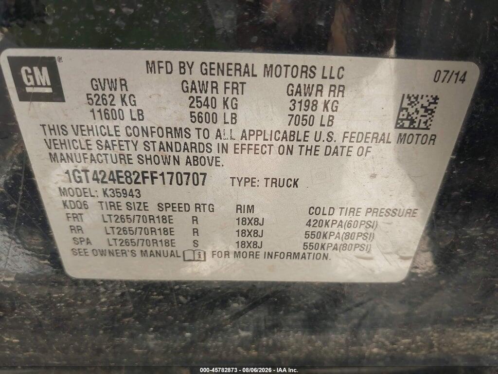 1GT424E82FF170707 2015 GMC SIERRA 3500HD photo no. 8