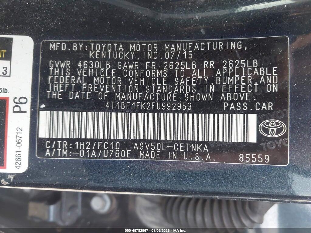 4T1BF1FK2FU992953 2015 TOYOTA CAMRY photo no. 9