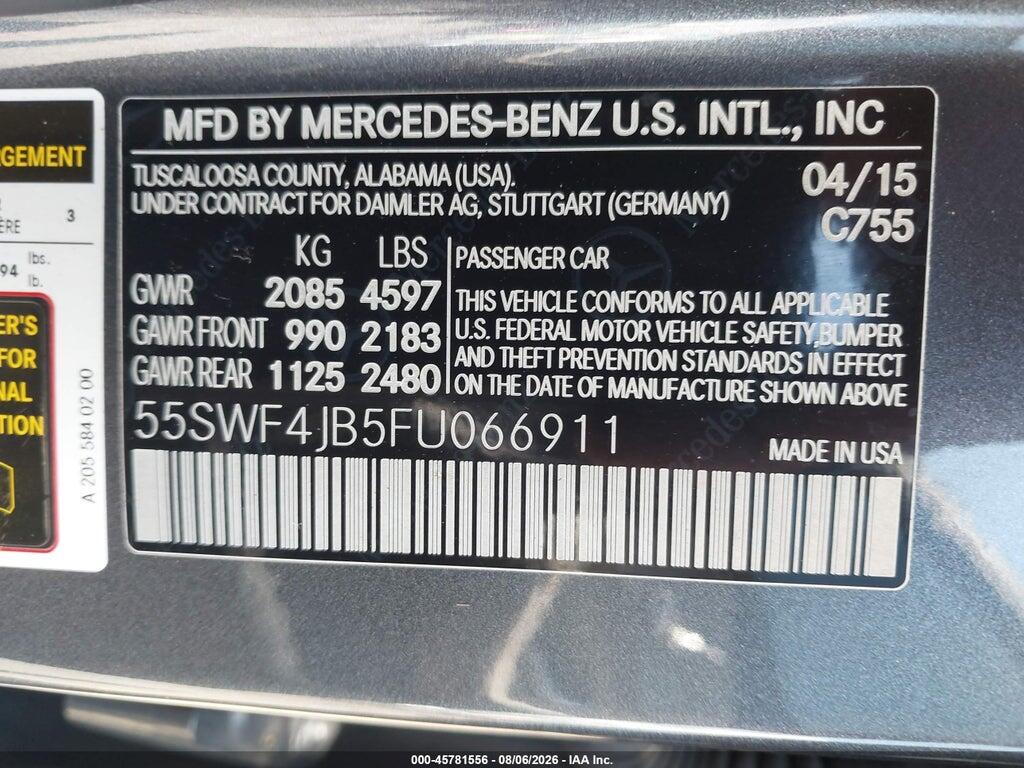 55SWF4JB5FU066911 2015 MERCEDES-BENZ C 300 photo no. 9
