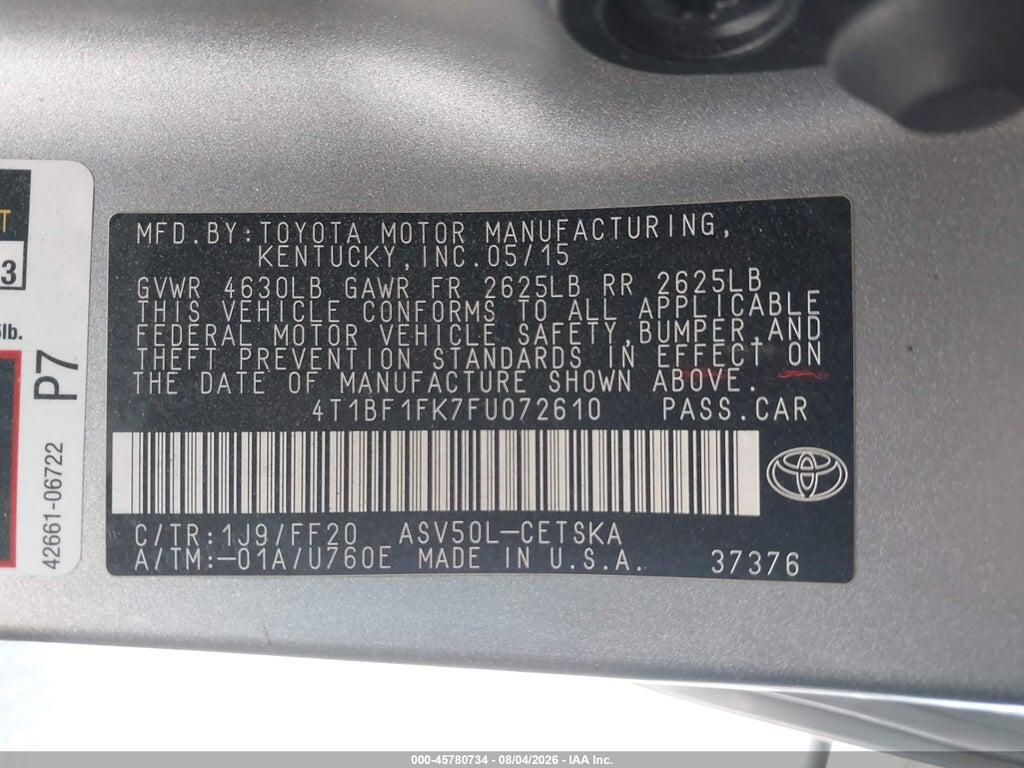 4T1BF1FK7FU072610 2015 TOYOTA CAMRY photo no. 9