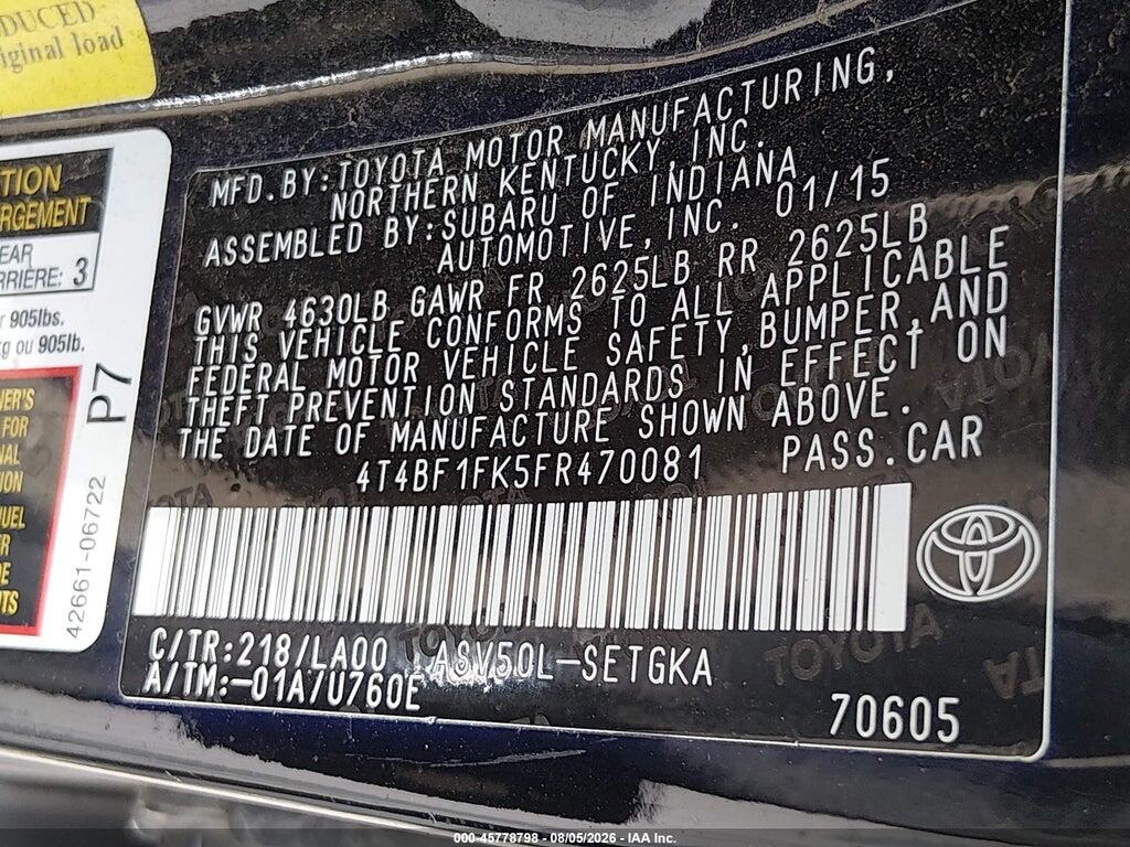 4T4BF1FK5FR470081 2015 TOYOTA CAMRY photo no. 9