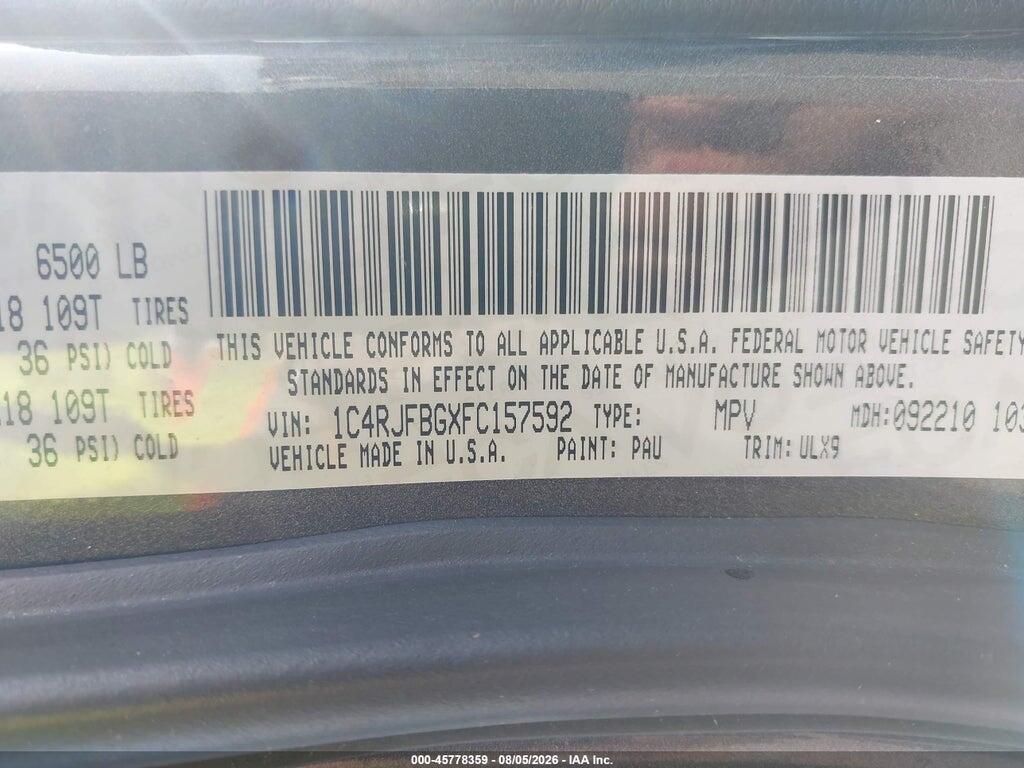 1C4RJFBGXFC157592 2015 JEEP GRAND CHEROKEE photo no. 9