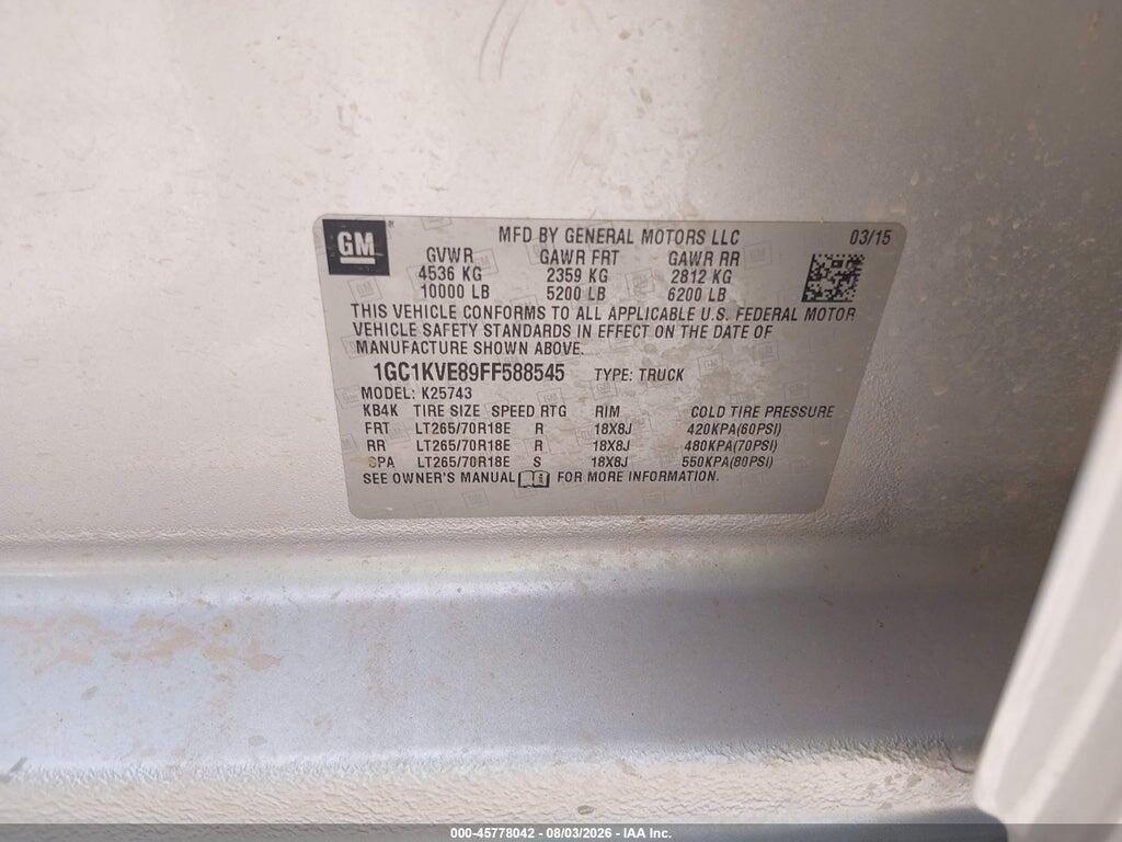 1GC1KVE89FF588545 2015 CHEVROLET SILVERADO 2500HD BUILT AFTER AUG 14 photo no. 9