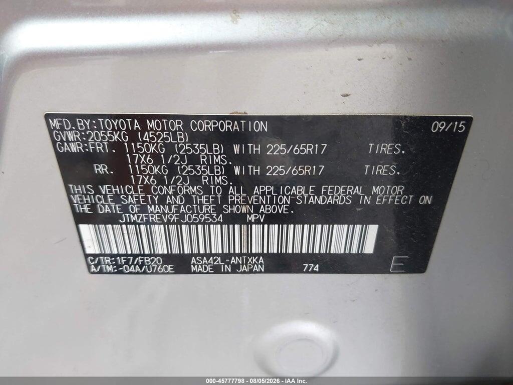 JTMZFREV9FJ059534 2015 TOYOTA RAV4 photo no. 9