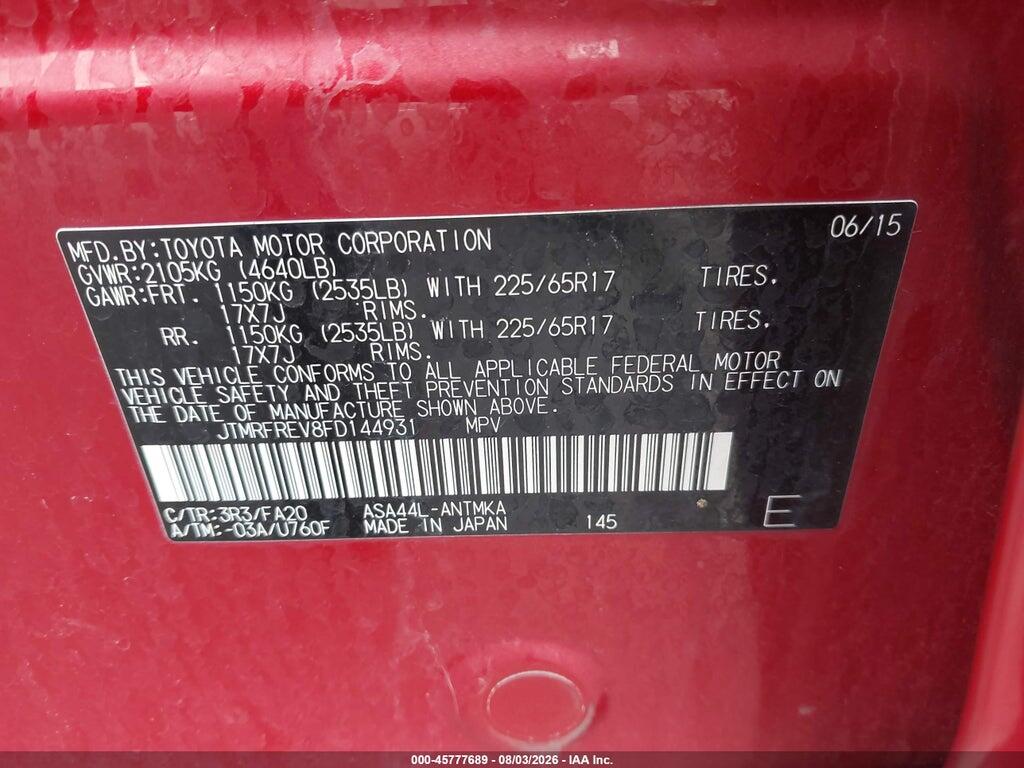 JTMRFREV8FD144931 2015 TOYOTA RAV4 photo no. 9
