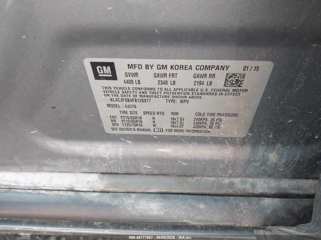 KL4CJFSB4FB126977 2015 BUICK ENCORE photo no. 9