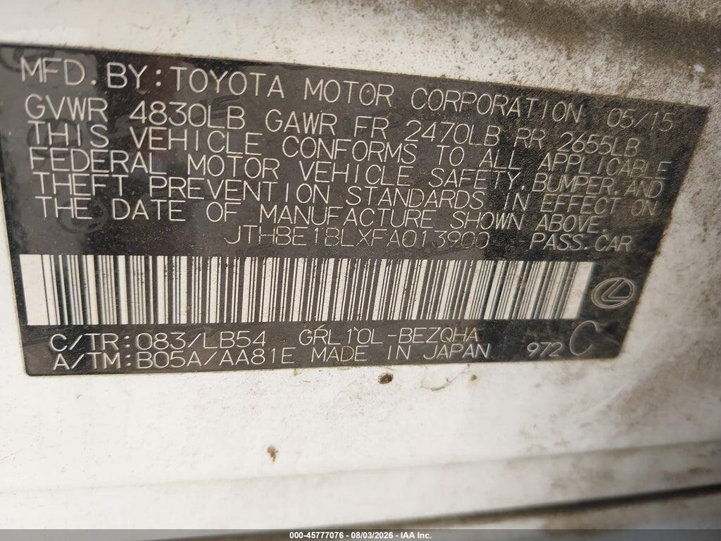JTHBE1BLXFA013900 2015 LEXUS GS 350 photo no. 9