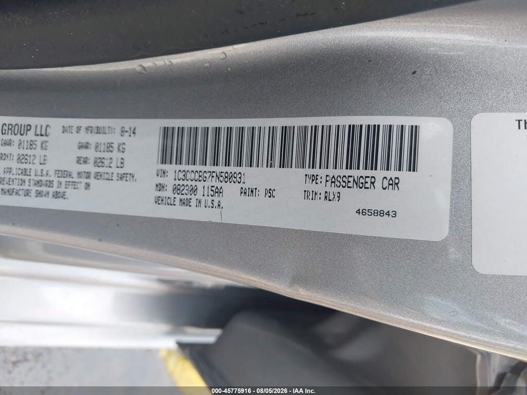1C3CCCBG7FN580931 2015 CHRYSLER 200 photo no. 9