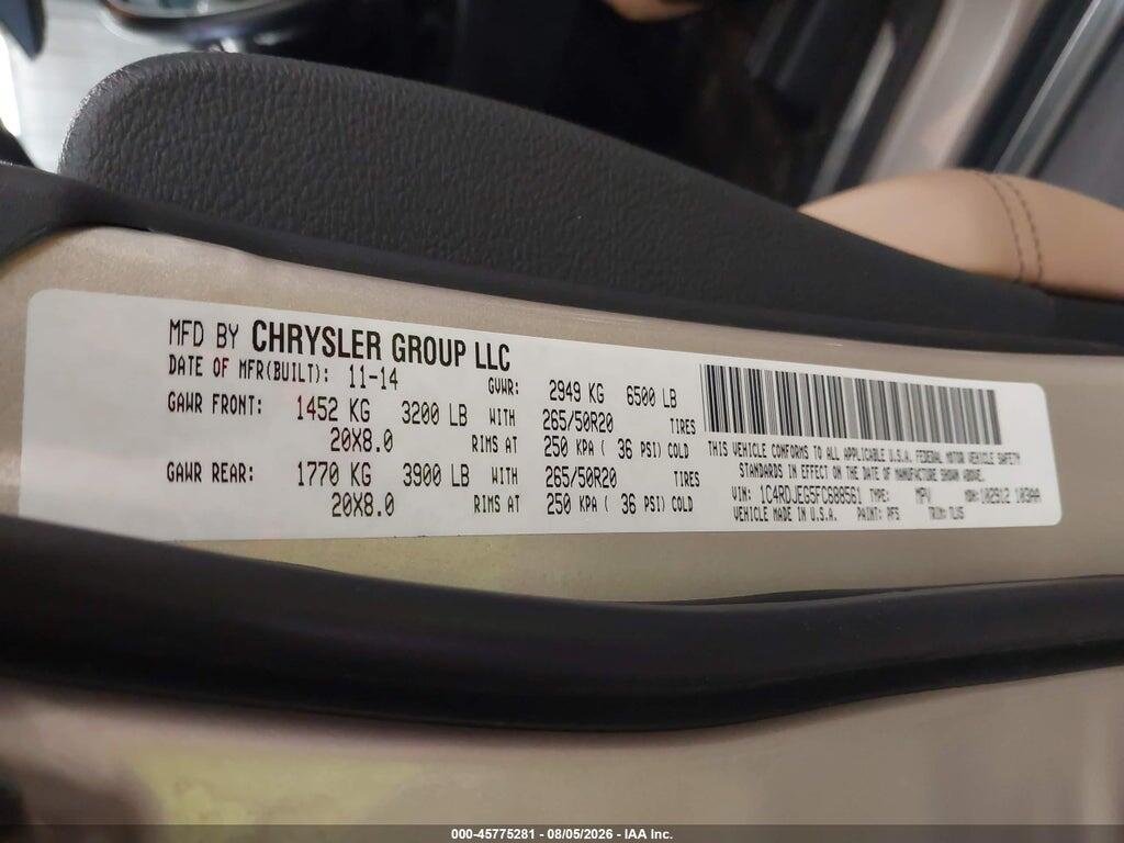 1C4RDJEG5FC688561 2015 DODGE DURANGO photo no. 9