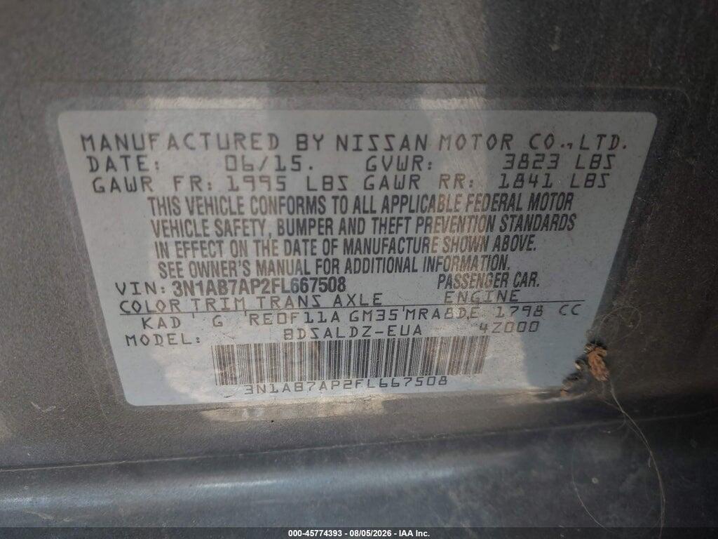 3N1AB7AP2FL667508 2015 NISSAN SENTRA photo no. 9