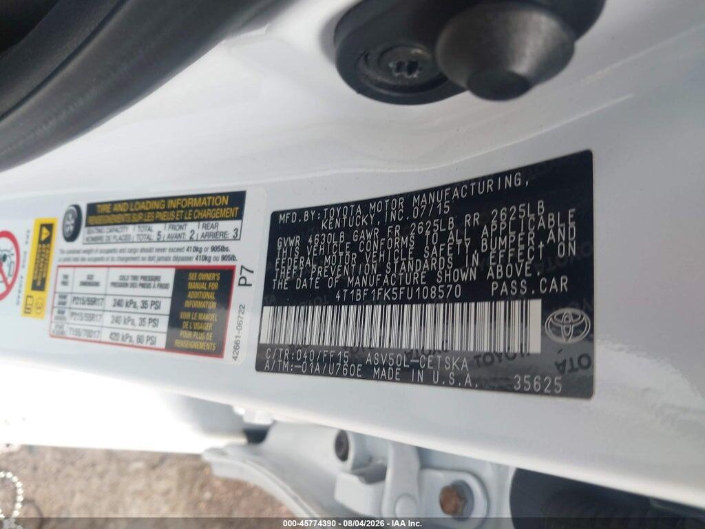 4T1BF1FK5FU108570 2015 TOYOTA CAMRY photo no. 9