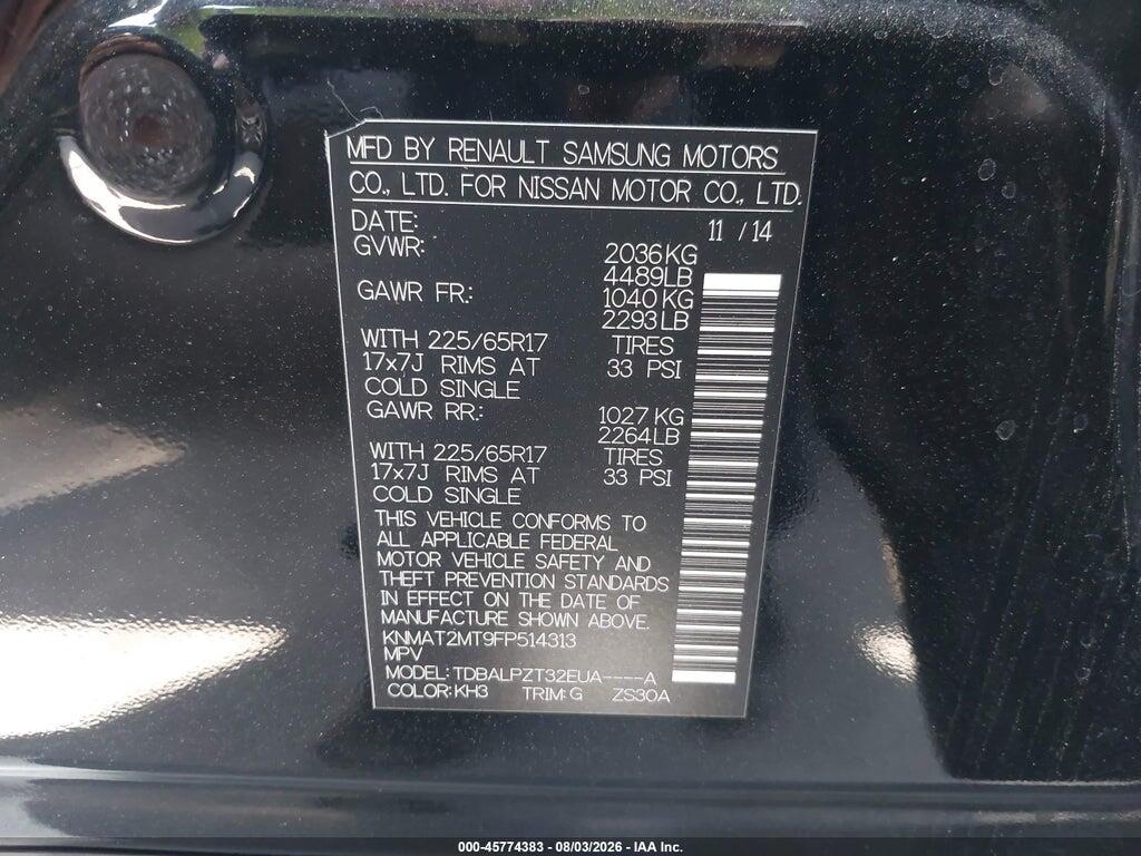 KNMAT2MT9FP514313 2015 NISSAN ROGUE photo no. 9