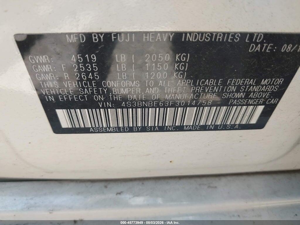 4S3BNBE63F3014758 2015 SUBARU LEGACY photo no. 9