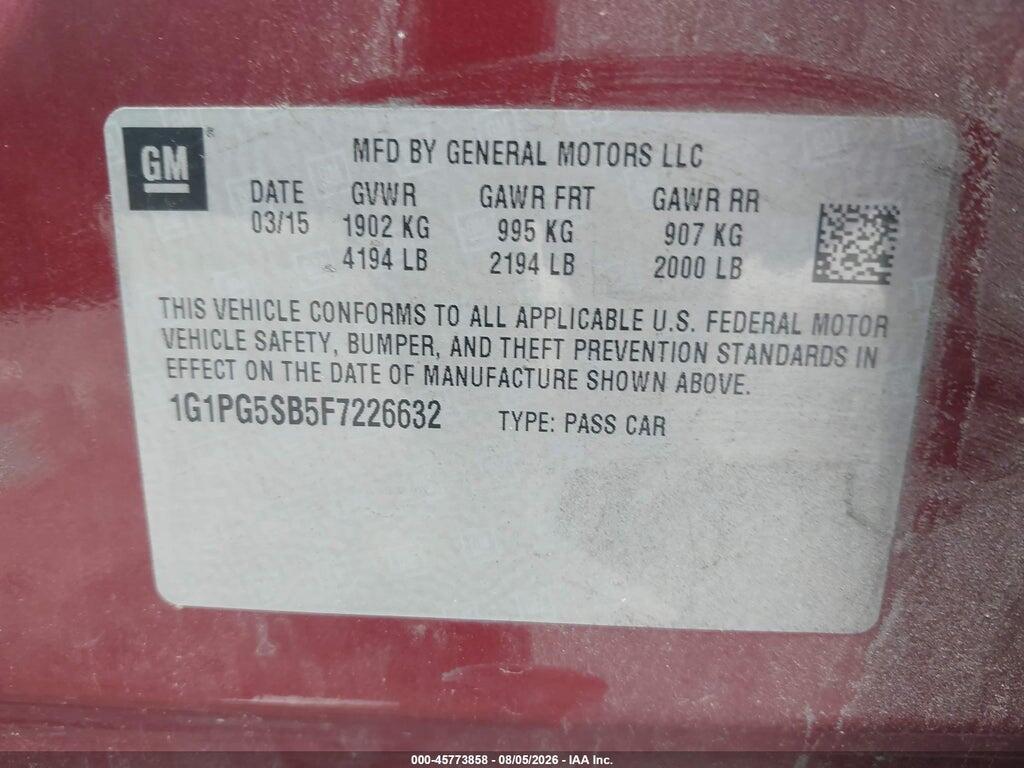 1G1PG5SB5F7226632 2015 CHEVROLET CRUZE photo no. 9