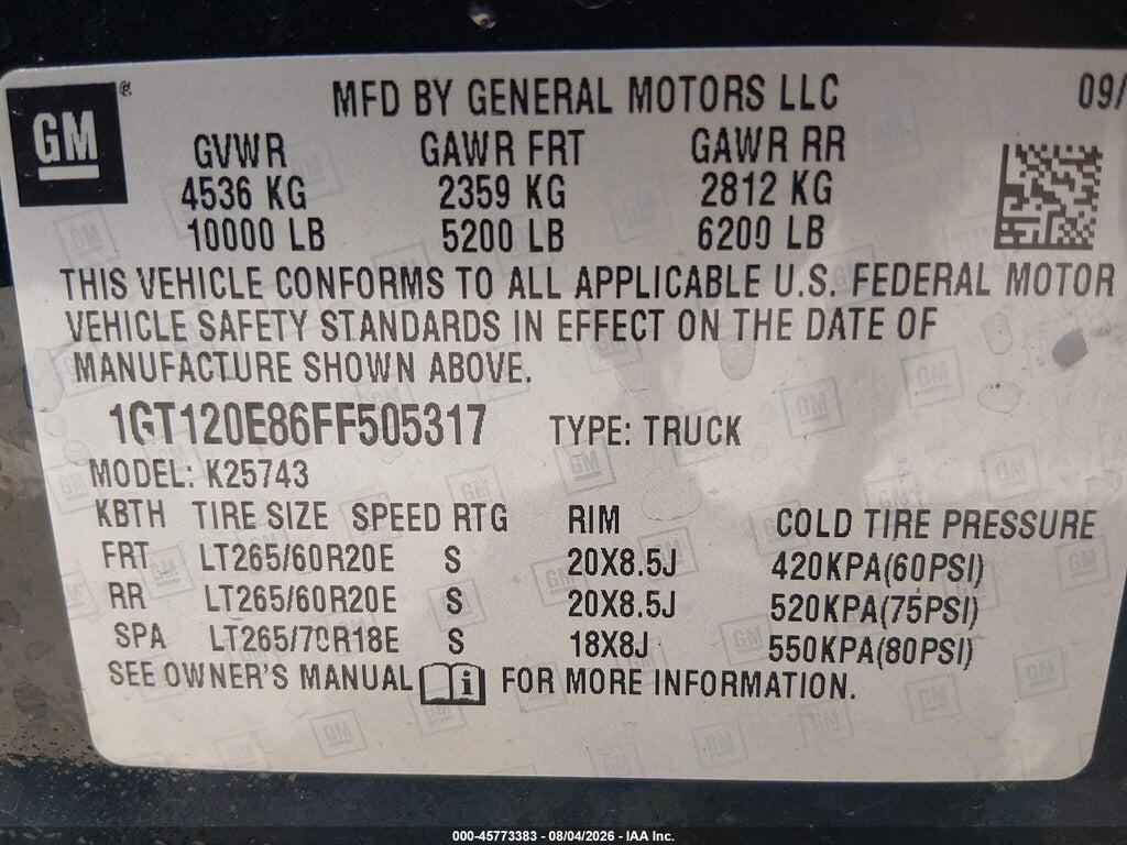 1GT120E86FF505317 2015 GMC SIERRA 2500HD AVAILABLE WIFI photo no. 9